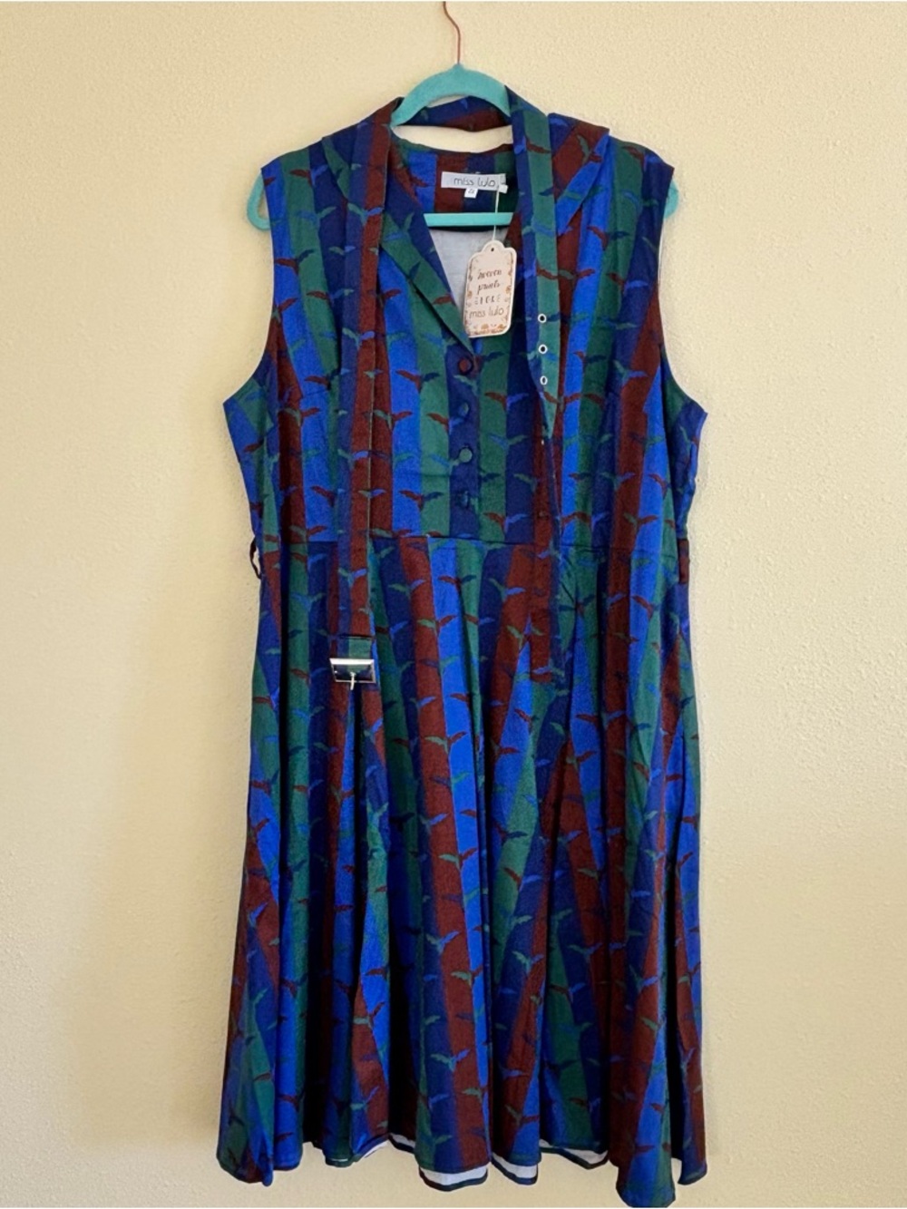 Sleeveless Midi Dress in Blue & Green by misu·luo